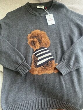 NWT Aritzia Sunday Best Fern (Peggy Icon) Dog Dark Grey Knit Sweater | Sz 2XS